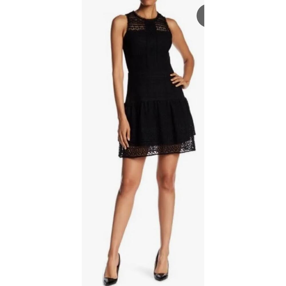 Parker Black Eyelet Lace Minidress size M